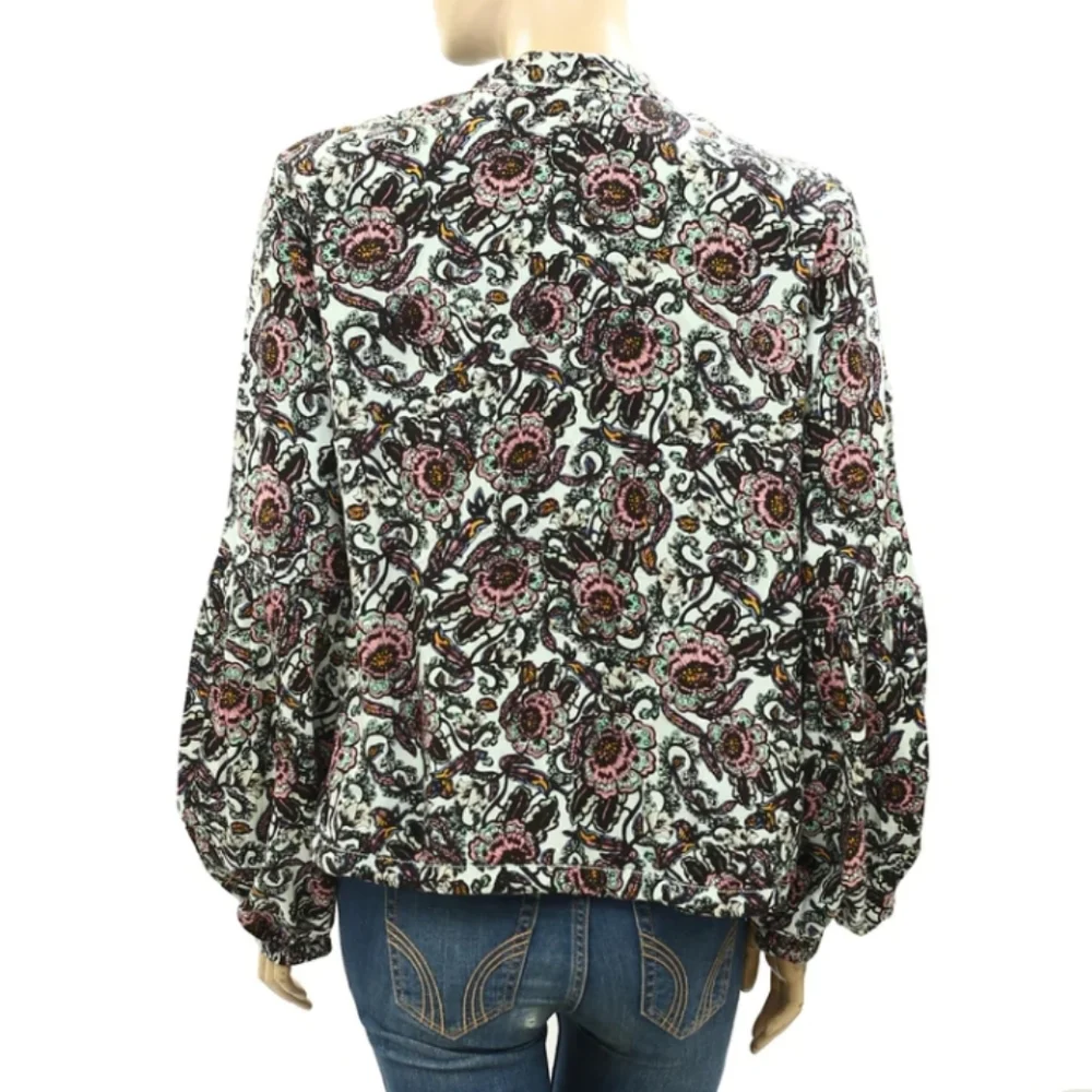 Free People RARE stunning lightweight floral crewneck jacket, size medium. - Picture 4 of 13